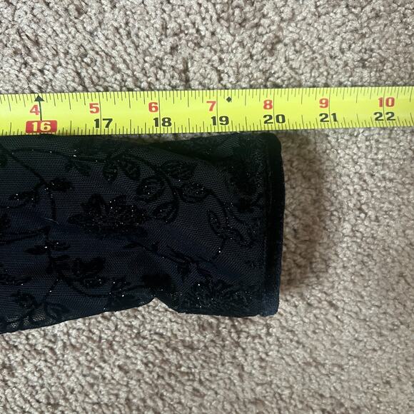 Vtg 90s Robbie Bee Velvet Maxi Dress Floral Mesh Sparkle Witchy Goth Wednesday - Picture 10 of 10